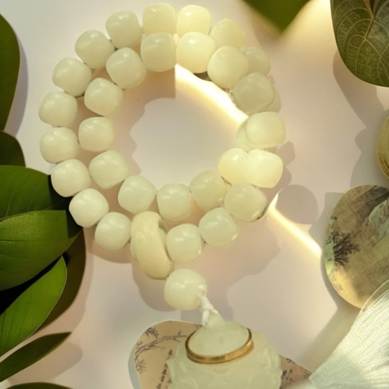 白玉双圈手持菩提