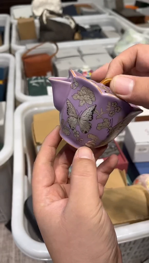 紫蝴蝶花瓣手抓壶茶具茶具茶具