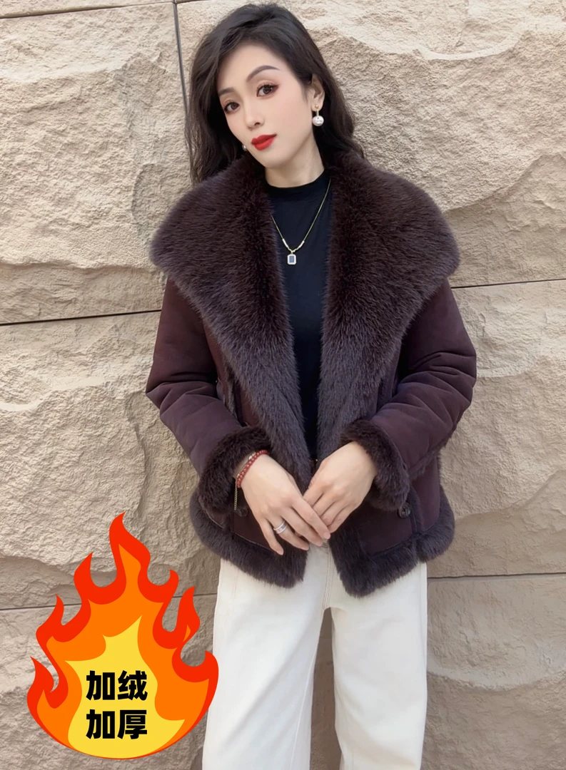 yipinyuxi/依品羽茜2024冬季新款时尚休闲加厚保暖毛毛外套女上衣