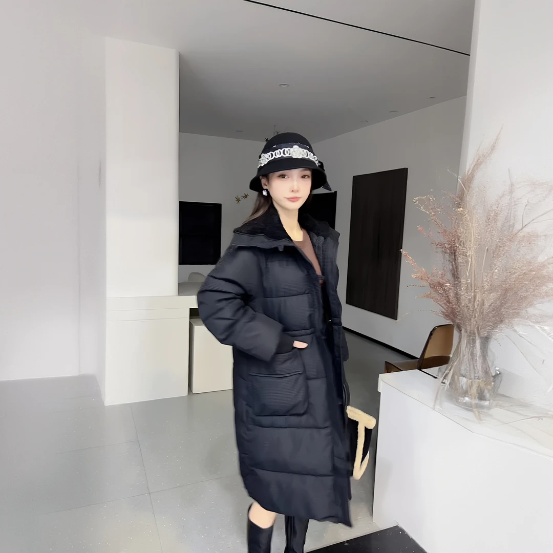 长版棉服韩风2025新款耐磨常规翻领收棉服棉衣时尚冬季潮流女士