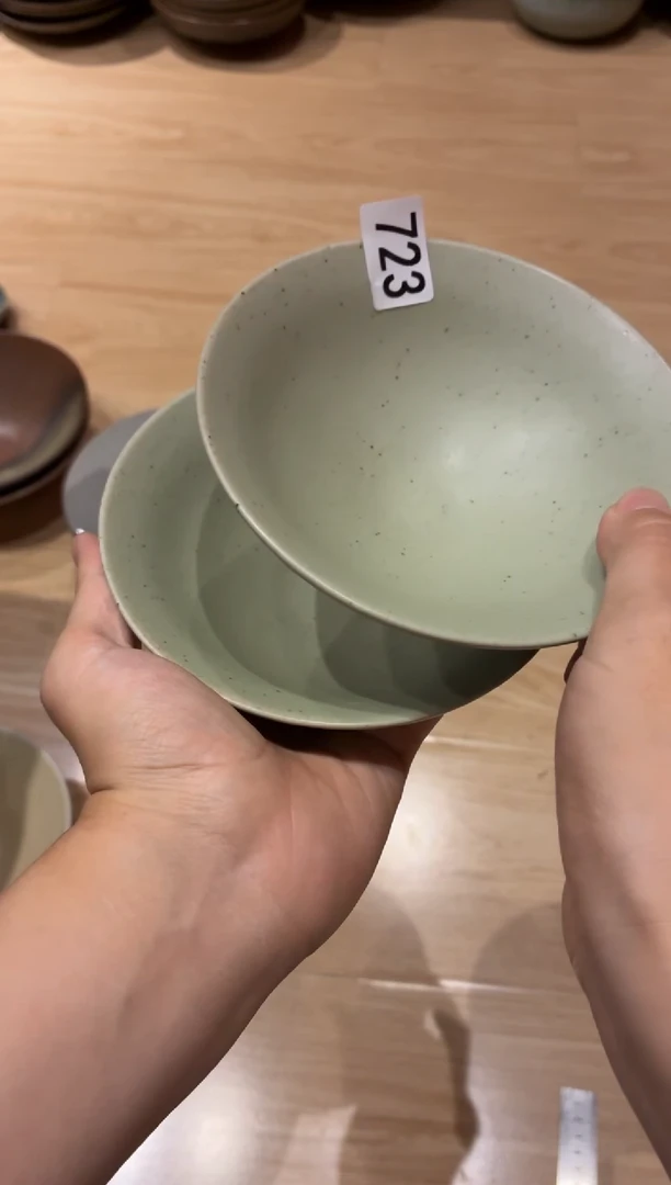 瓷片C****J723 绿影米饭碗2个