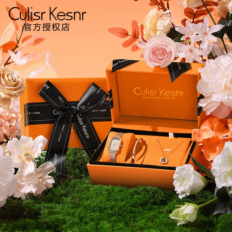 CK女款香槟金手表女士高颜值石英腕表小众轻奢时尚款气质优雅防水