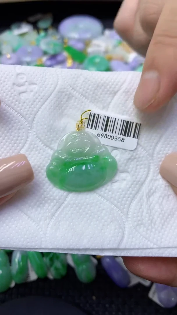 颈饰18K金镶嵌翡翠天然缅甸翡翠A货