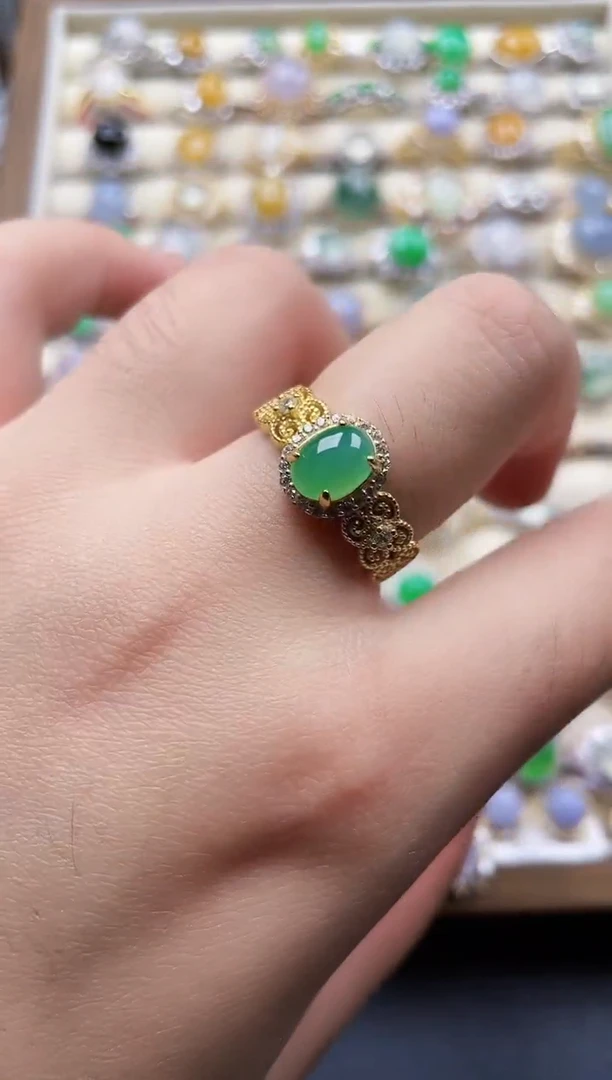 银S925镶嵌戒指翡翠55