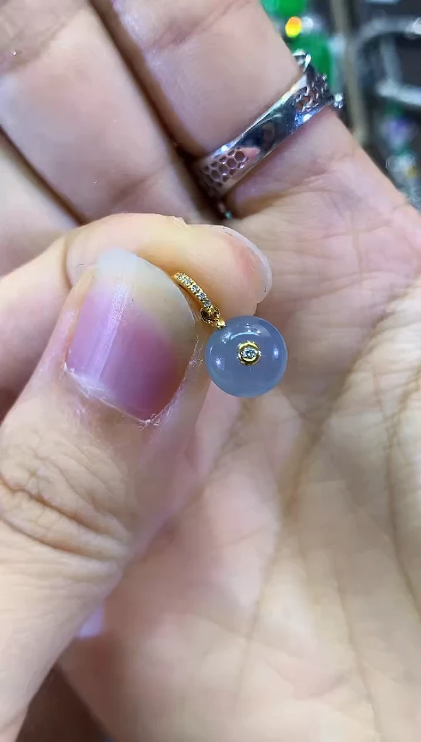 吊坠(不含链)18K金镶嵌翡翠C3 紫货有色差