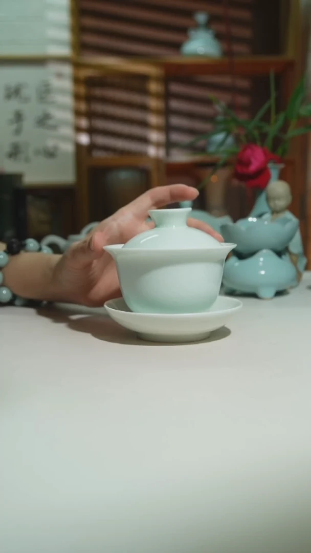 玉清珑匠玉兰盖碗0629