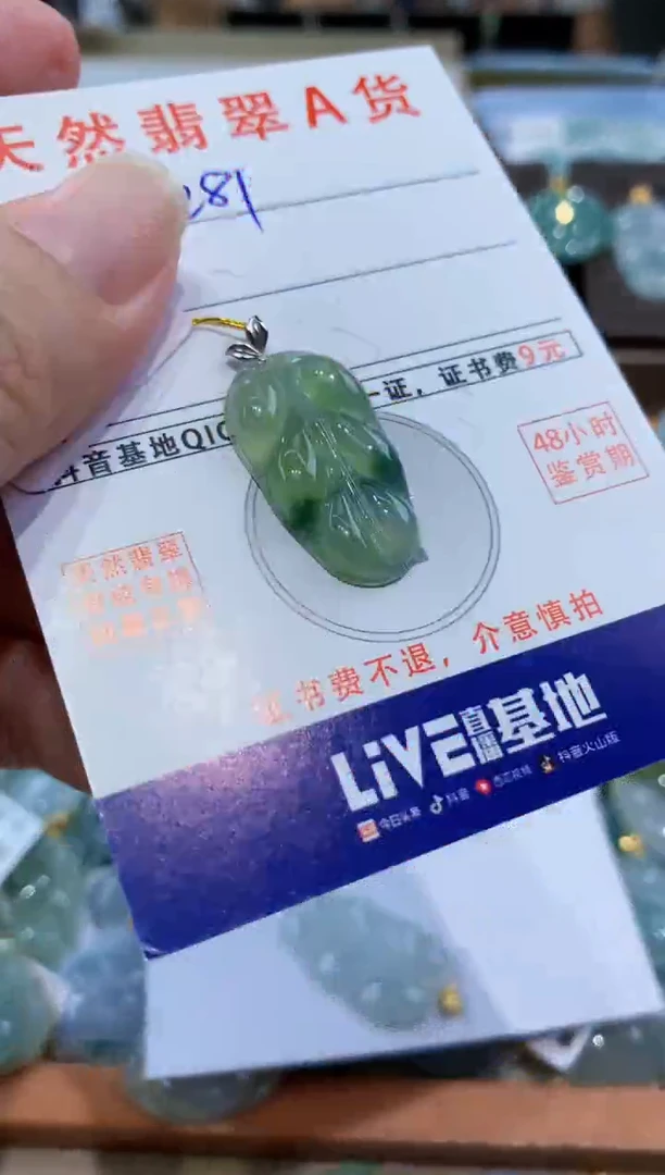颈饰18K金镶嵌翡翠天然翡翠A货挂件