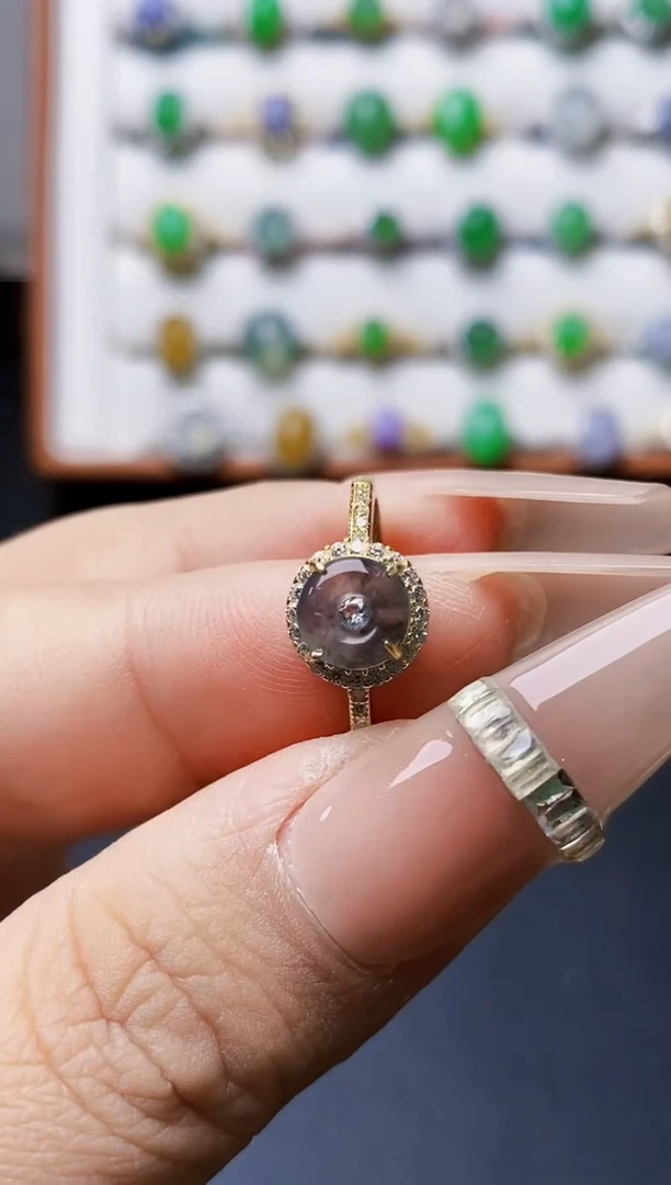 银S925镶嵌戒指翡翠3376