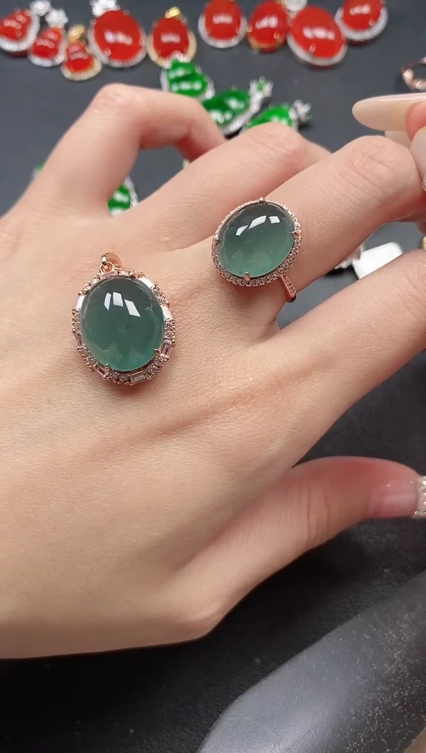 银S925镶嵌戒指翡翠45451