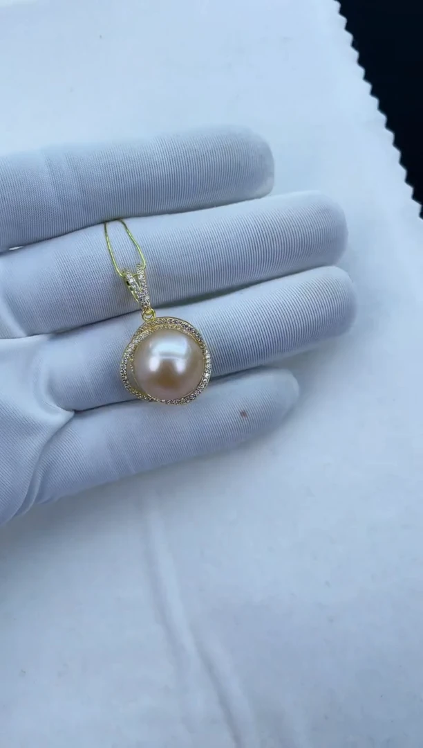 【闪购商品】海水珍珠颈饰银S925镶嵌南洋金珠14-15mm