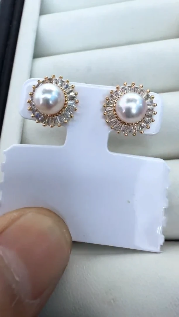 【闪购商品】海水珍珠耳饰银S925镶嵌耳钉