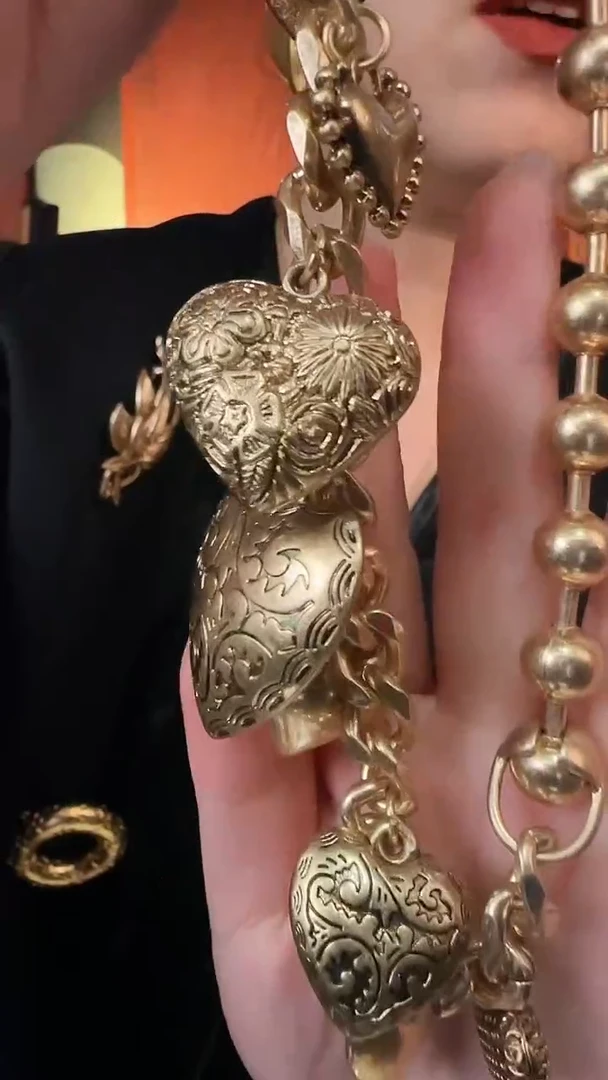 合金无合金复古做旧百搭素金爱心项链