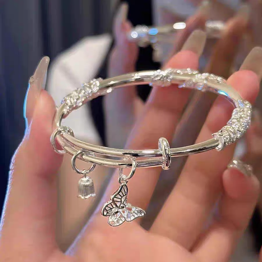 YZ085 繁花蝴蝶银色精品手镯无礼盒