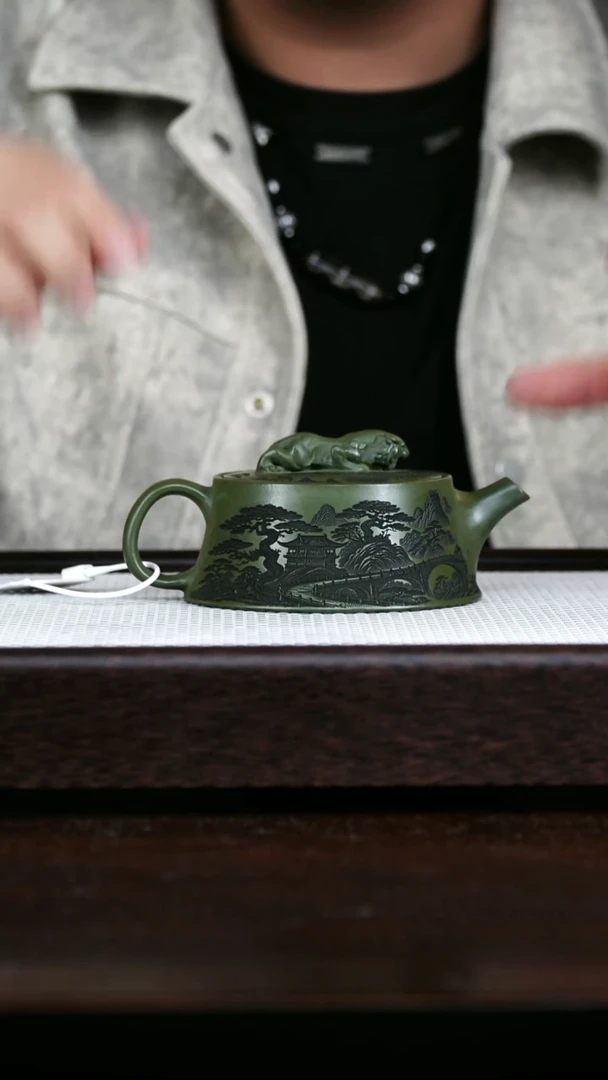 茶壶紫砂绿泥卧虎藏龙280cc