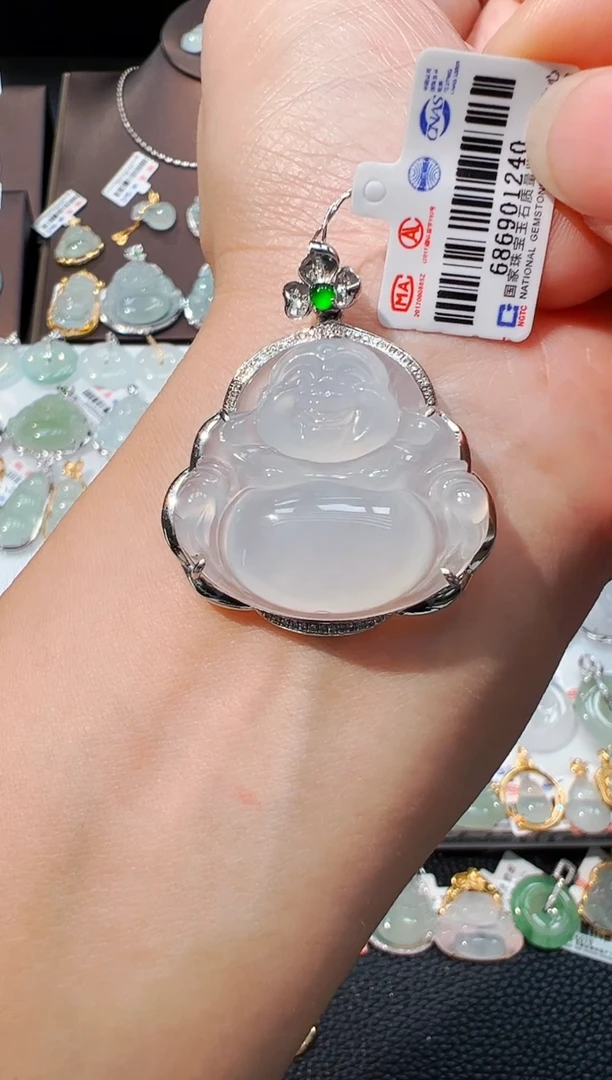 翡翠18K金镶嵌吊坠(不含链)佛公吊坠1240