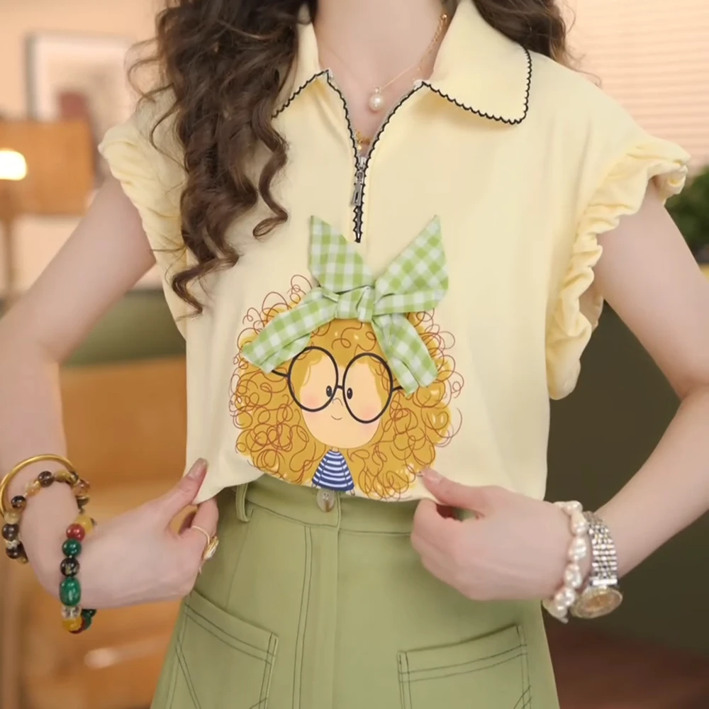 【小光闪烁】夏日百搭T恤女设计感显瘦休闲上衣C5206