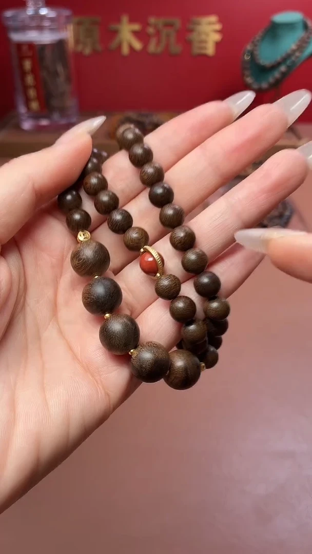 沉香手串沉水越南帝王玉化瘤疤白棋08配玉化瘤疤紫棋12三圈设计