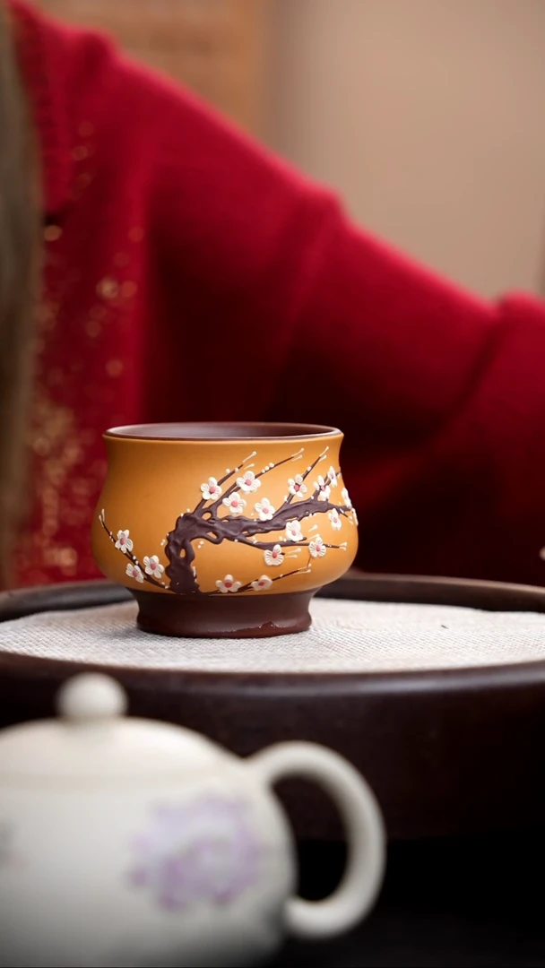 【闪购商品】紫砂茶壶段泥粉浆将军杯梅花