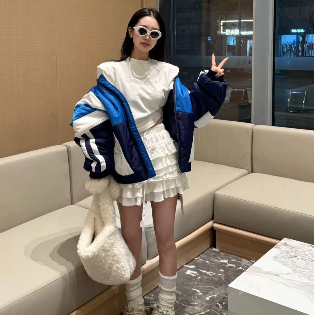 宠儿【2024冬季韩版白色层层抽绳蛋糕裙】