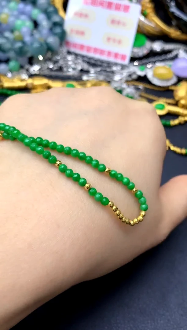 18K金镶嵌手串翡翠654-中国好珍宝