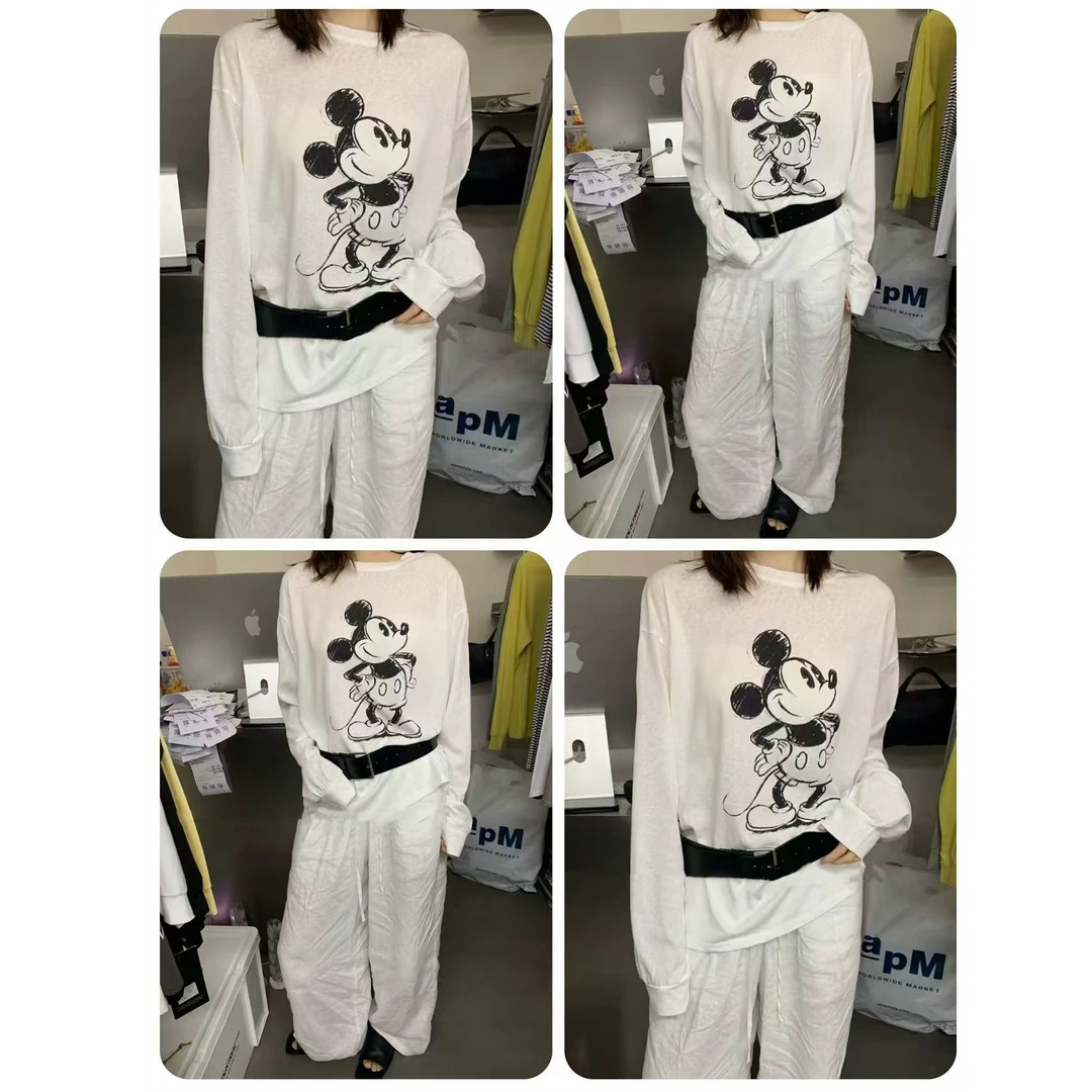 十三行白白-经典米奇印花舒适轻薄长袖T恤#3093