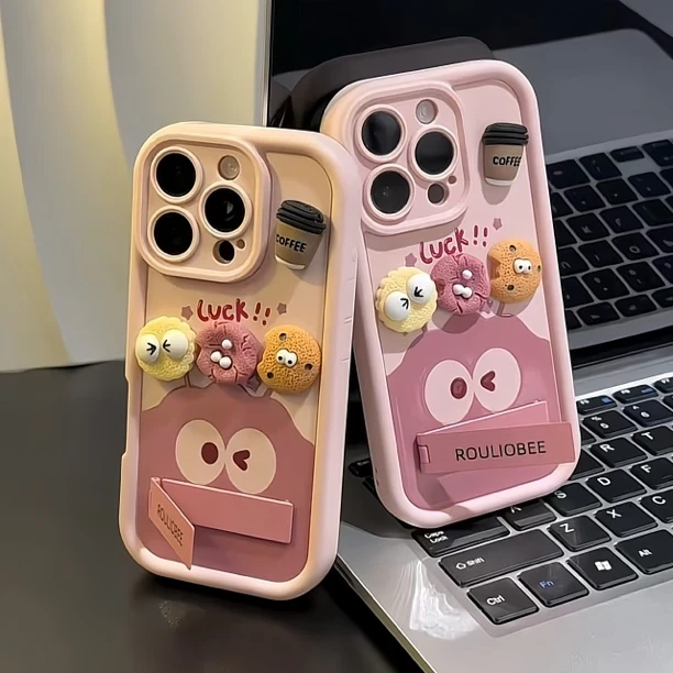 立体煤球咖啡支架适用iphone16pro苹果13手机壳14PRO15磨砂12新款