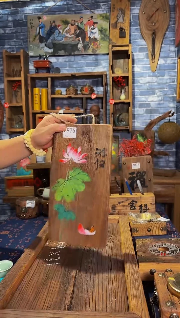 风化老门板丙烯画挂画