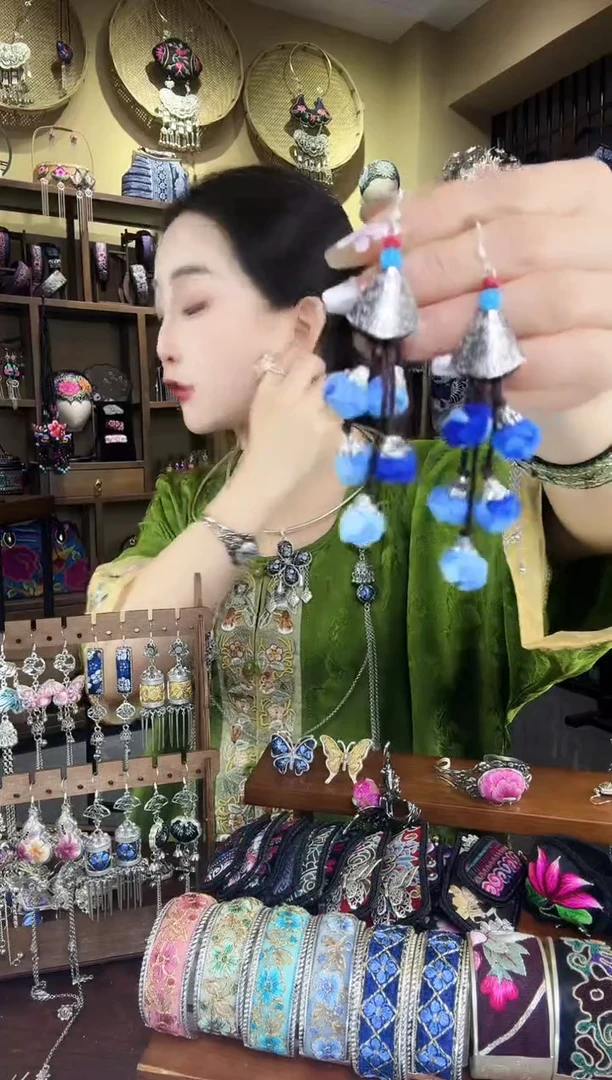 刺绣非遗刺绣民族风耳环