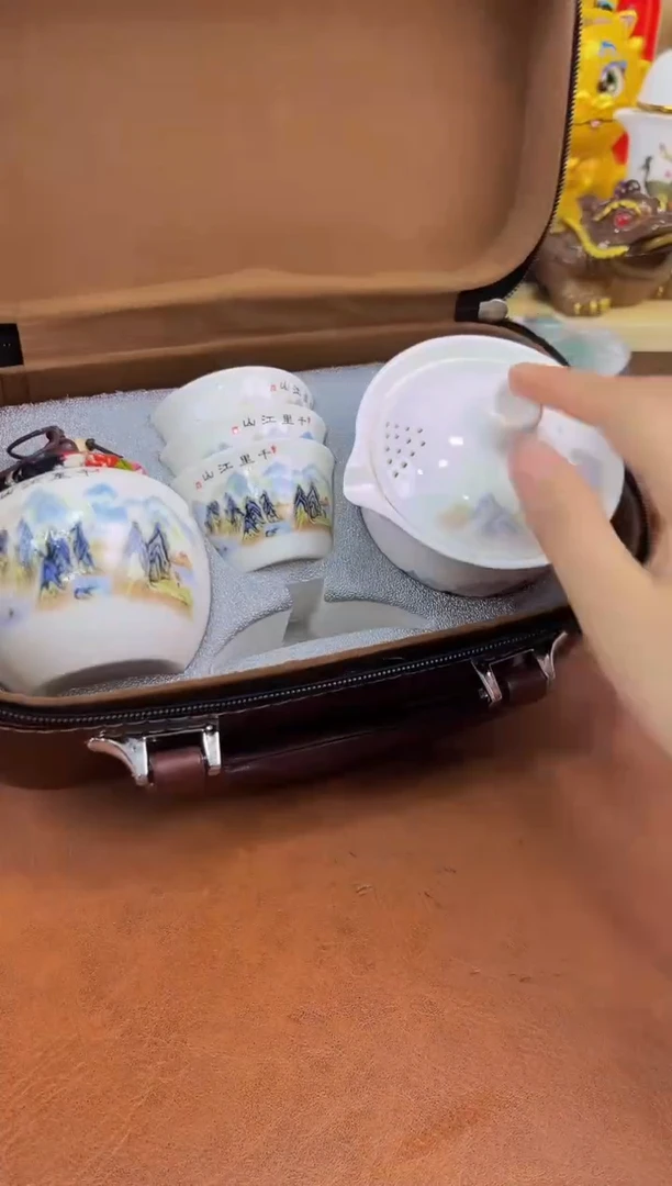 陶瓷茶具摆件旅行套组