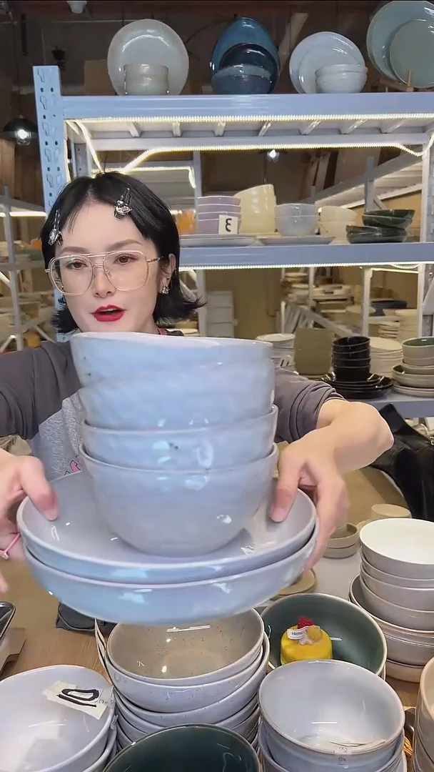 瓷50外贸尾货高温釉下彩陶瓷餐具默认微瑕