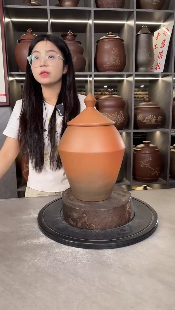 罐本陶手作坭兴陶2斤钻石茶叶罐微瑕手工痕迹