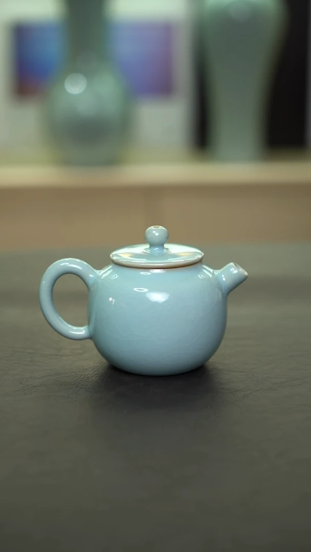 杯子瓷天青苹果壶