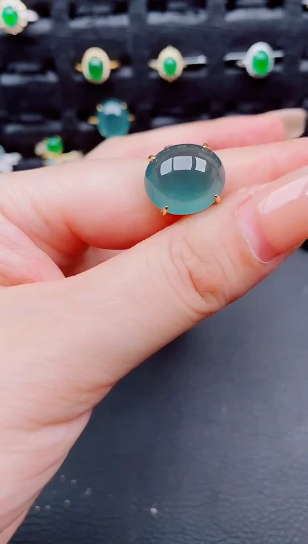 翡翠戒指银S925镶嵌天然a货翡翠195