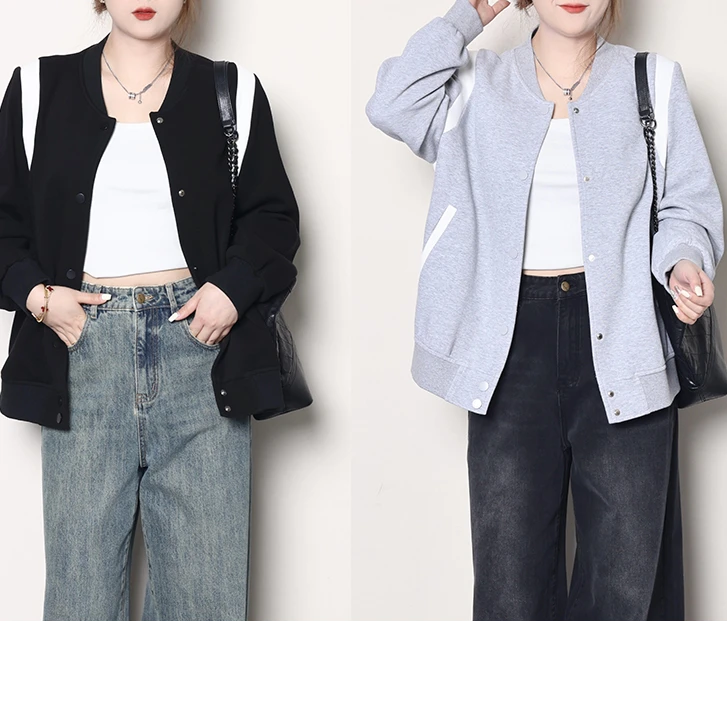 QC李潇洒【贩卖秋日】微胖大码女早秋百搭显瘦甜酷棒球外套ZY407J30