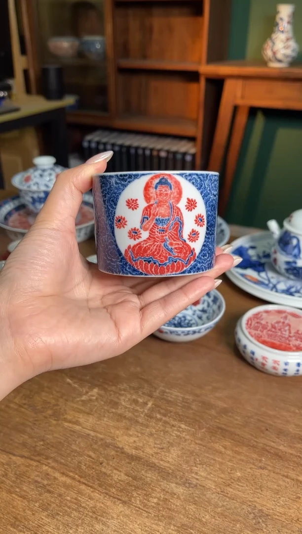 大勋精拓 释迦说法图直口杯