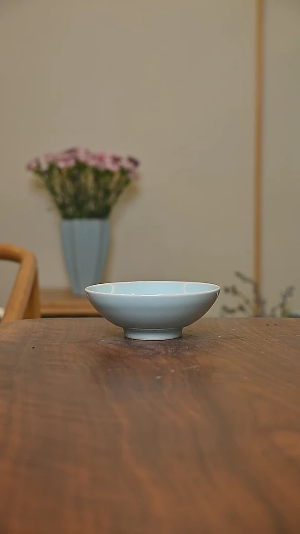 斗笠碗 天青 微瑕 无款