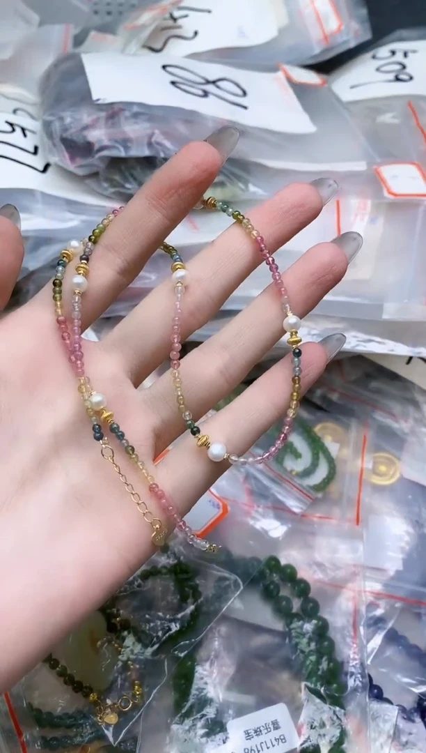 银S925镶嵌颈饰碧玺多样性发拍一发一