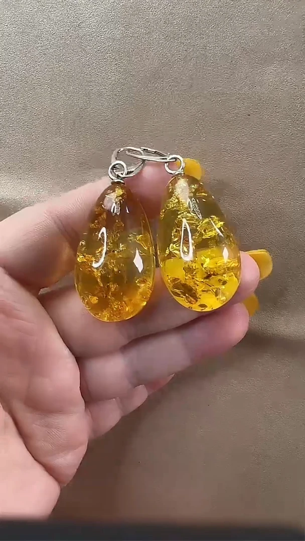 未镶嵌琥珀耳饰耳环