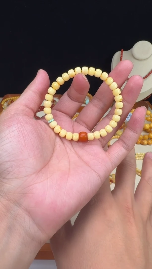 手链蜜蜡未镶嵌白花蜡老型珠