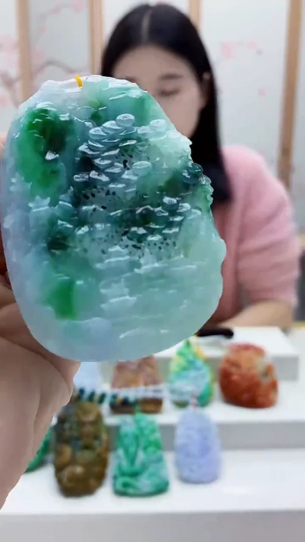 未镶嵌定制翡翠雨***…4812bb-毛货挂件