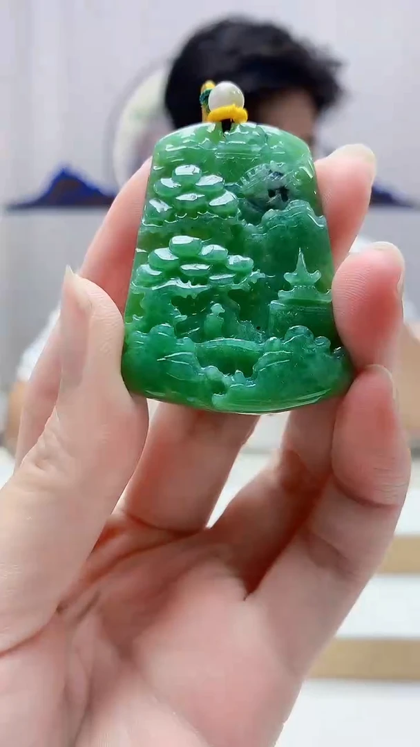 未镶嵌定制翡翠4688zm-毛货挂件山水64