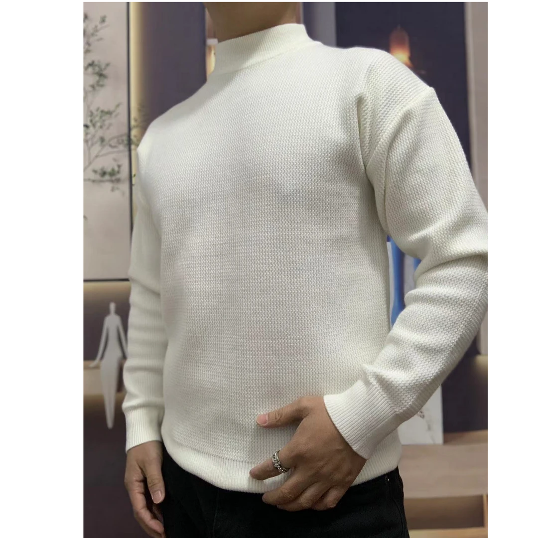 秋冬高级感中领毛衣针织衫设计肌理纹理半高领英伦百搭休闲polo衫