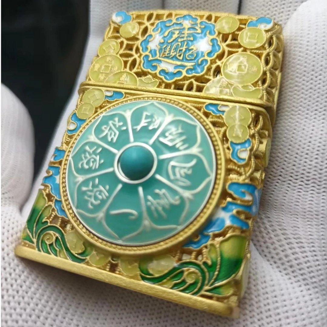 佐罗防风煤油打火机金色套甲珐琅日进斗金算盘转转创意送男友礼物