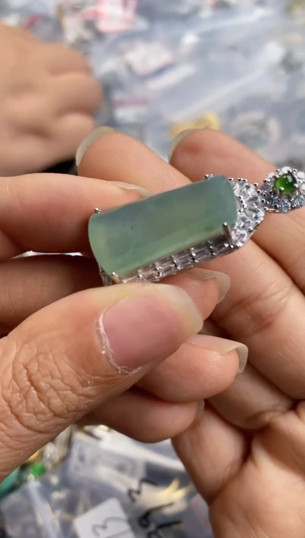 银S925镶嵌戒指翡翠10-9