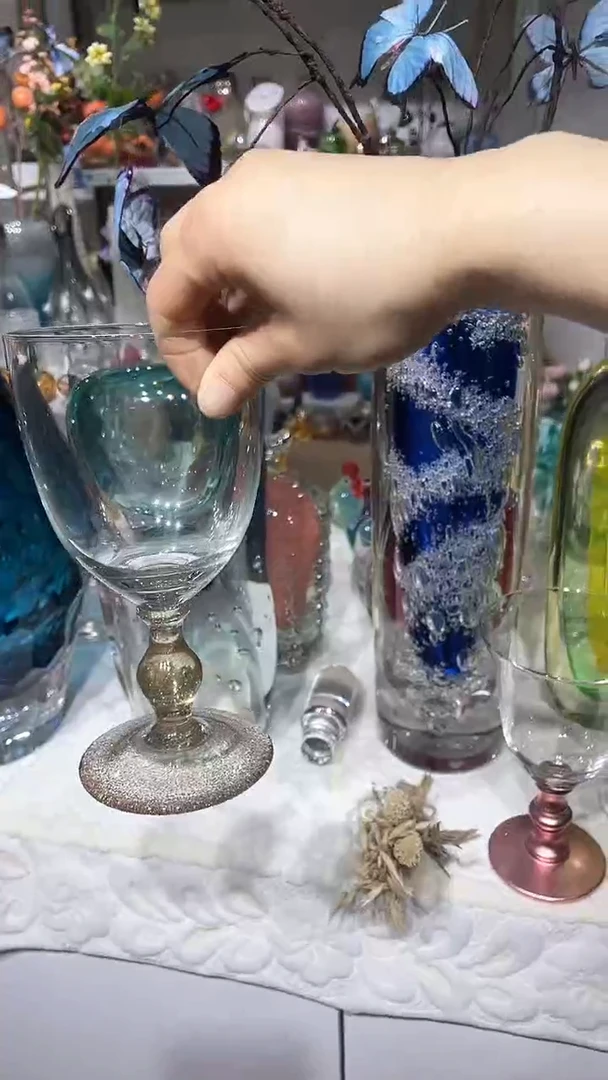 【闪购商品】水晶玻璃洒金原色矮脚复古杯
