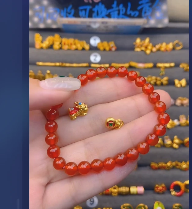 足金999大貔宝+福袋玛 瑙手串/ 多样性发
