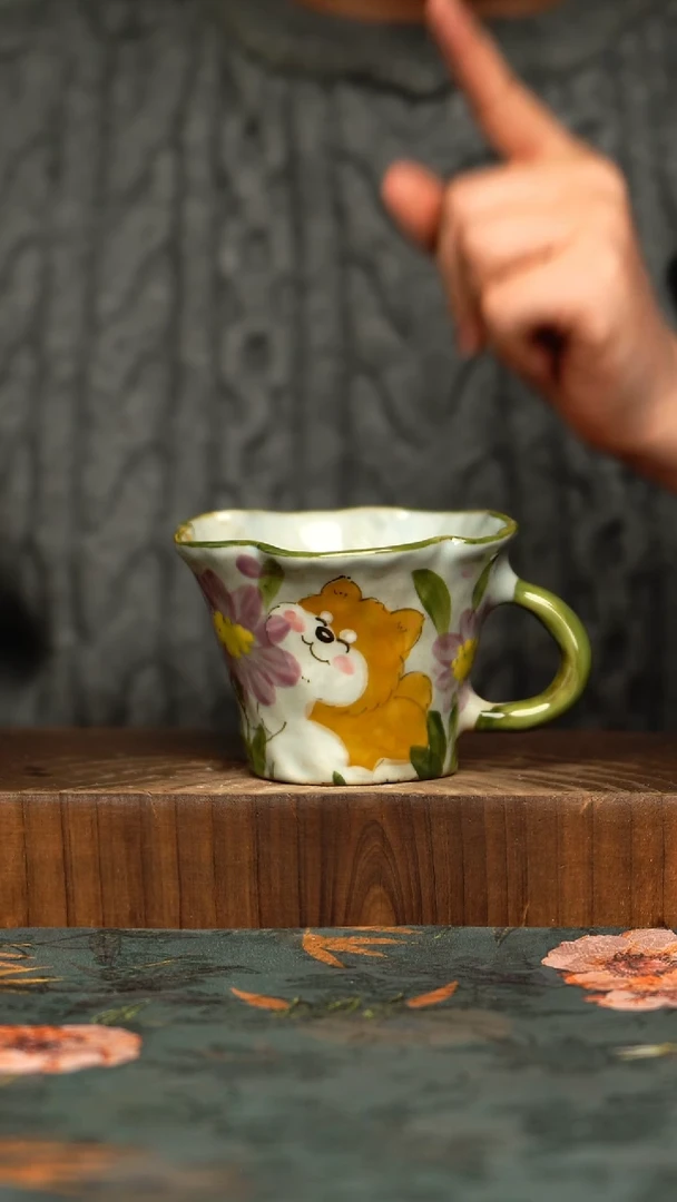 杯釉下彩手工手绘同款陶器