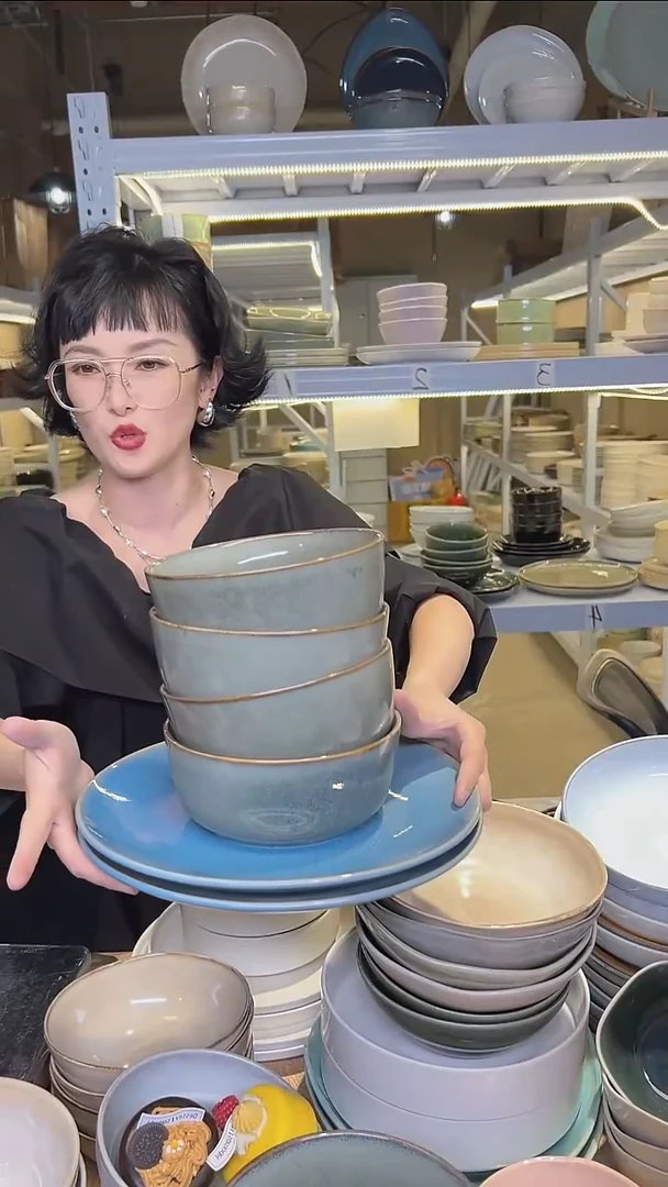 瓷146外贸尾货高温釉下彩陶瓷餐具默认微瑕