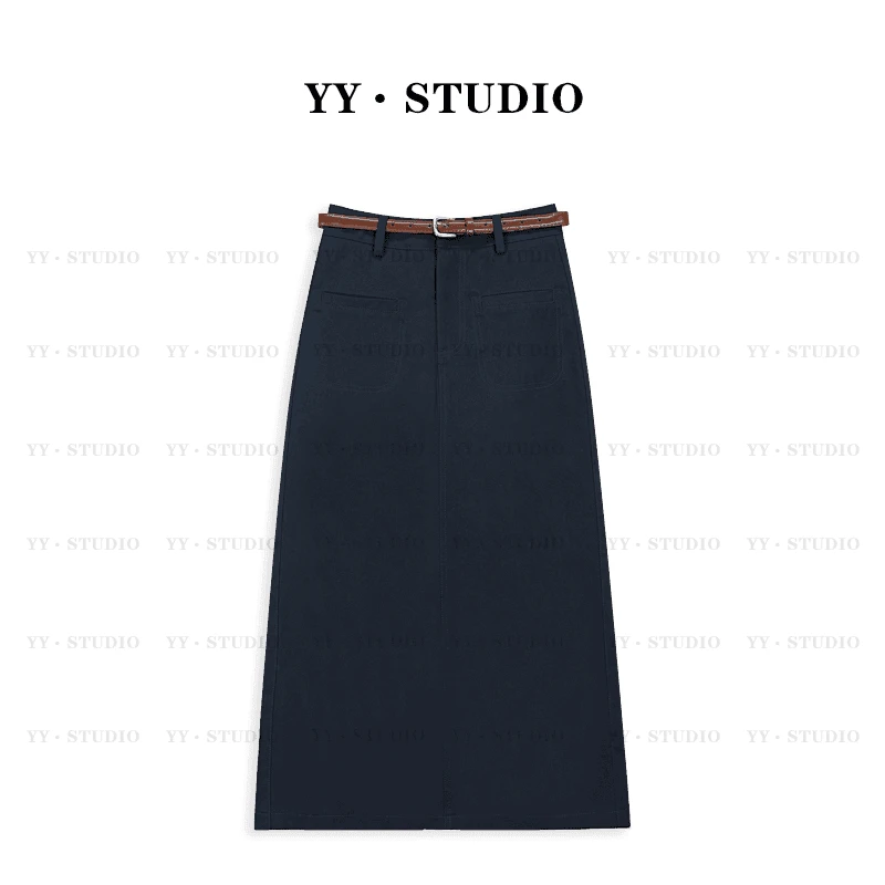 【WTT】（配腰带）春夏新款高腰显高显瘦开叉半身裙YY-1137