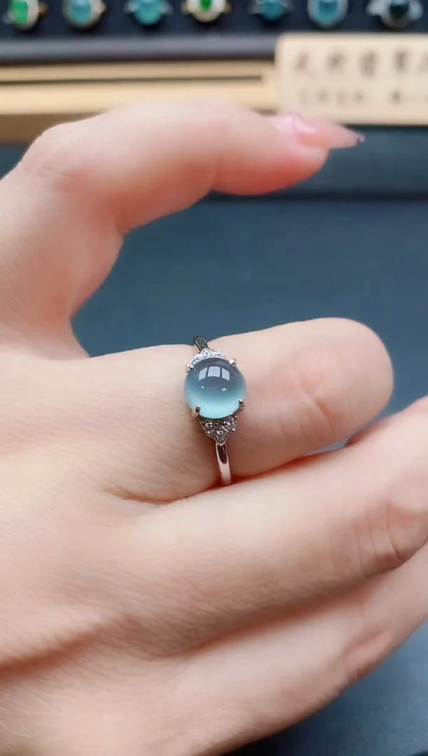 银S925镶嵌戒指翡翠1